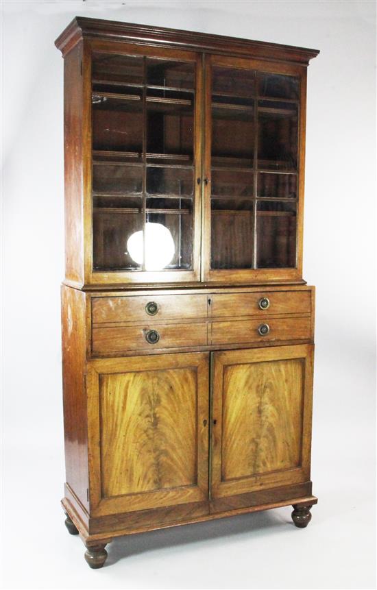 A George III mahogany secretaire bookcase, W.3ft 4in.